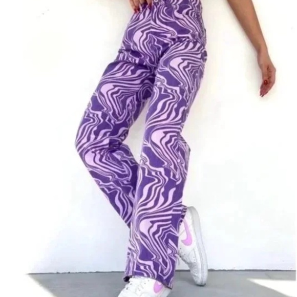 Zara Purple Swirl Patterned Pants - Picture 4 of 5